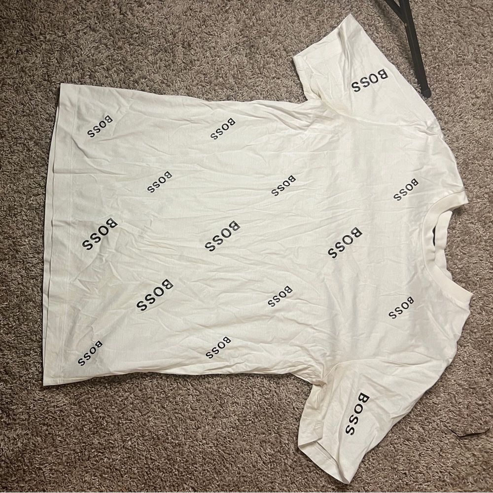 BOSS Men’s White Logo-Print Short Sleeve Shirt